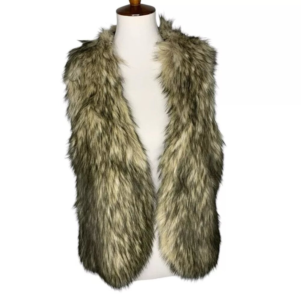 Denim & Supply by Ralph Lauren Faux Fur Vest Size Large Open Front Lined 18184